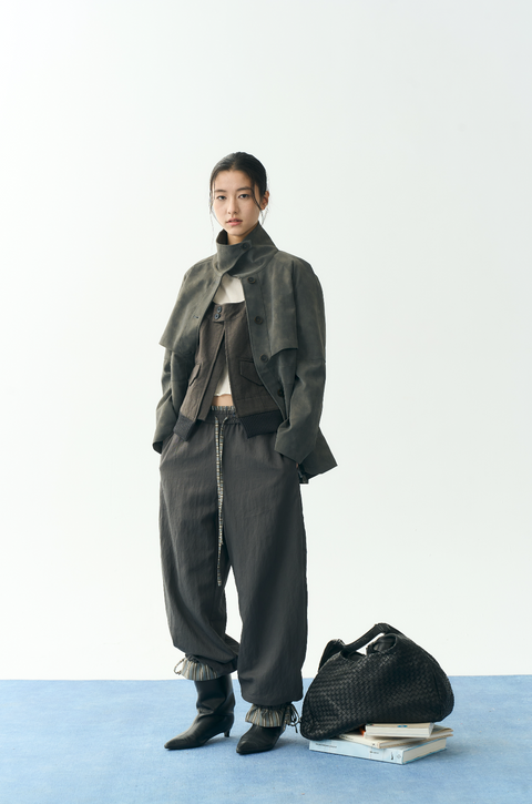 NULL NONE STAND COLLAR LEATHER JACKET