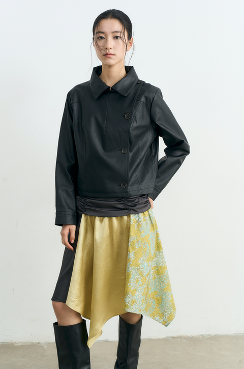 NULL NONE CROPPED SHORT LEATHER JACKET