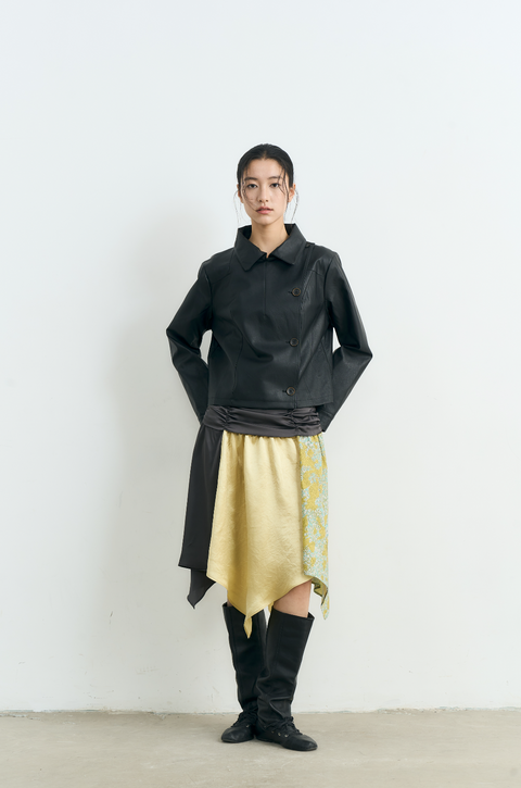 NULL NONE CROPPED SHORT LEATHER JACKET