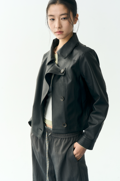 NULL NONE CROPPED SHORT LEATHER JACKET