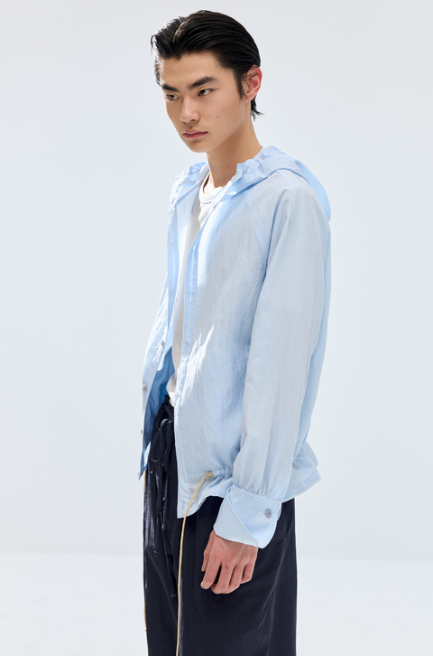 SIMPLE PROJECT LACE-UP HOODED SHIRT