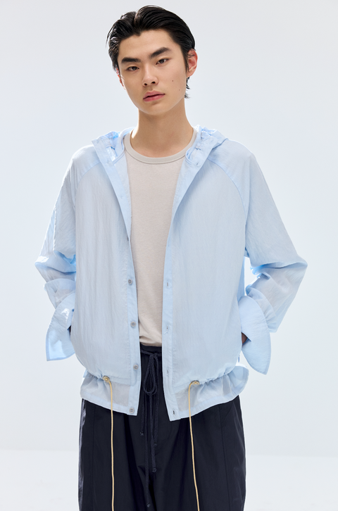 SIMPLE PROJECT LACE-UP HOODED SHIRT