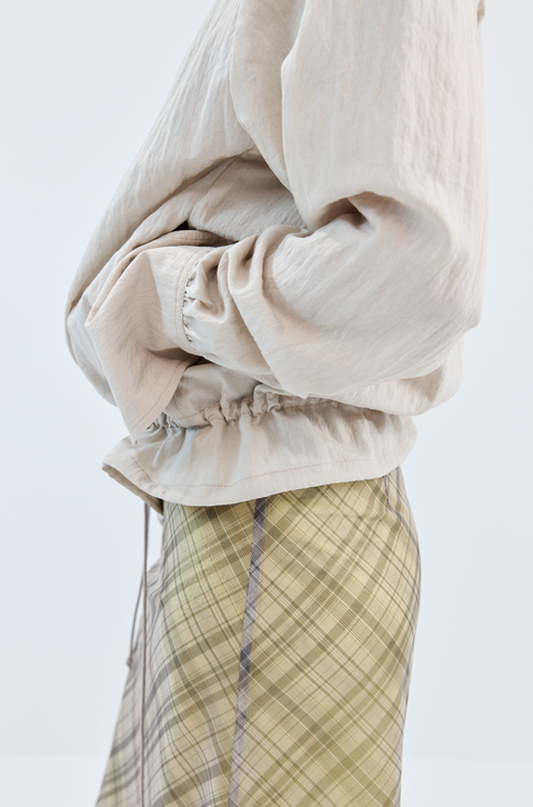 SIMPLE PROJECT LACE-UP HOODED SHIRT