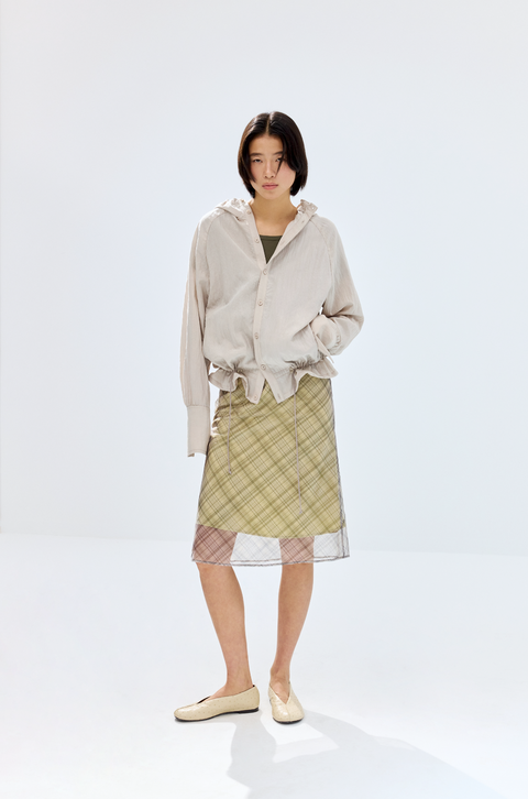 SIMPLE PROJECT LACE-UP HOODED SHIRT