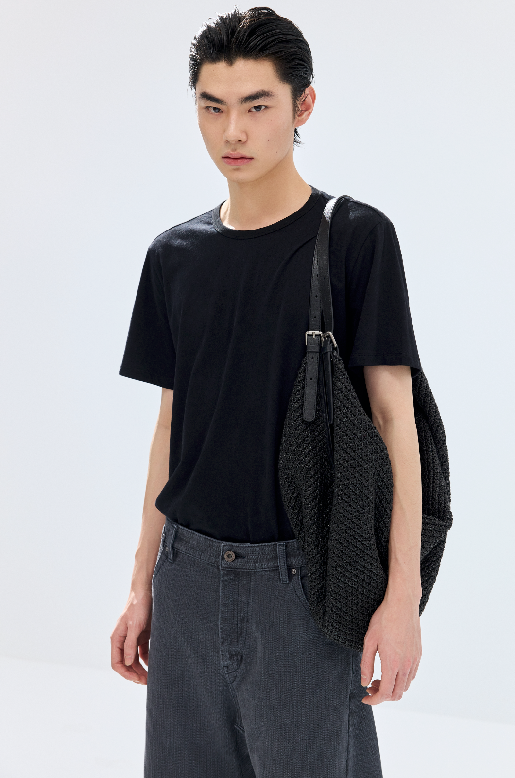 Simple Project 2Way ブラック編み込み ショルダーバッグ SIMPLE