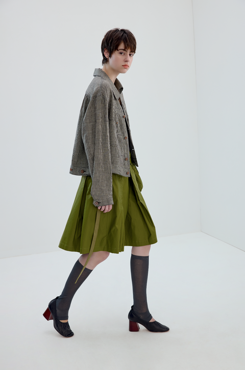 SIMPLE PROJECT HOUNDSTOOTH LINEN JACKET