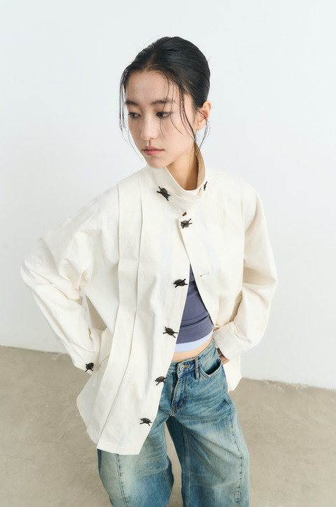 NULL NONE IRREGULAR BUTTON TRENCH COAT