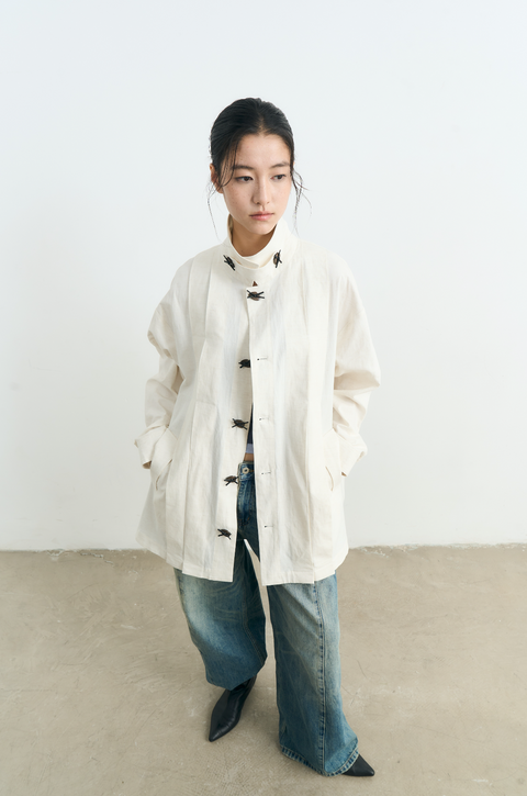 NULL NONE IRREGULAR BUTTON TRENCH COAT