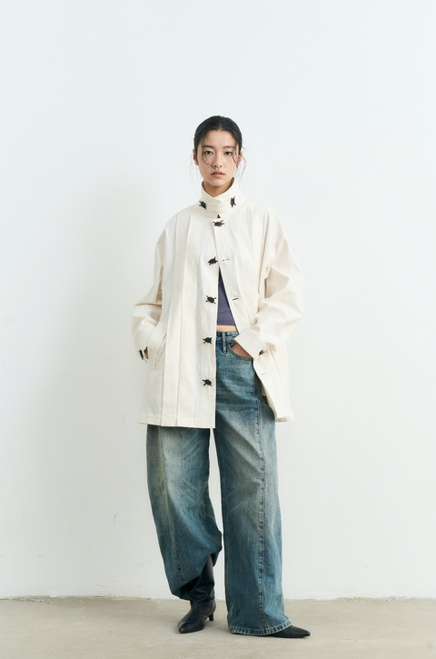 NULL NONE IRREGULAR BUTTON TRENCH COAT