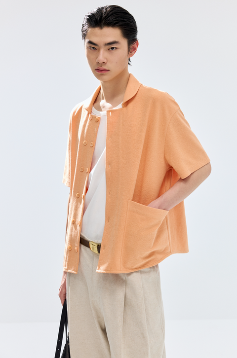 SIMPLE PROJECT TERRY DOUBLE-BREASTED SHIRT