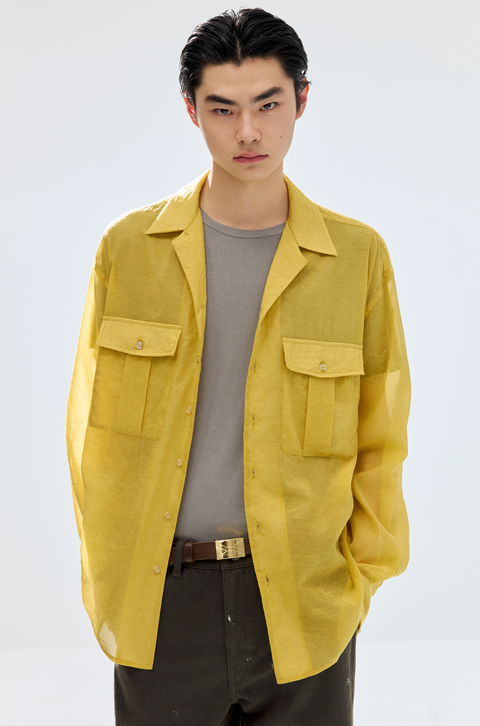 SIMPLE PROJECT OPEN COLLAR SHIRT