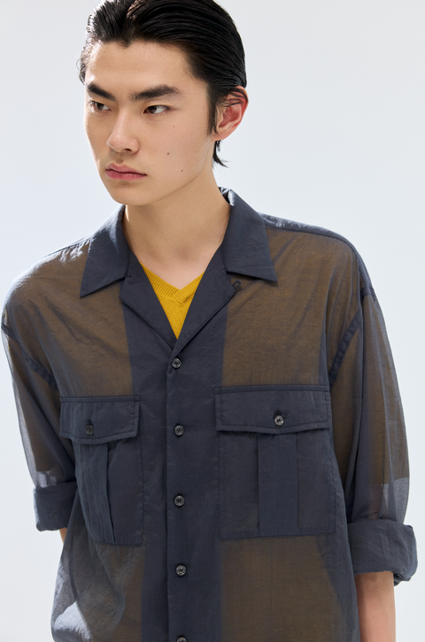 SIMPLE PROJECT OPEN COLLAR SHIRT