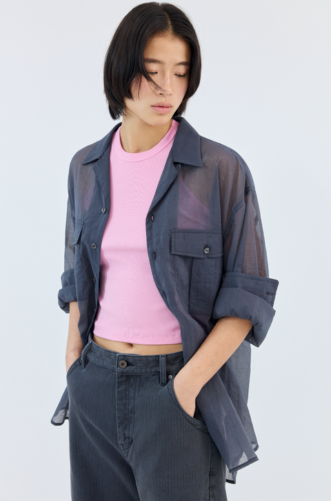 SIMPLE PROJECT OPEN COLLAR SHIRT