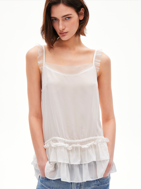 ROSE FOSSIL RUFFLED CAMISOLE