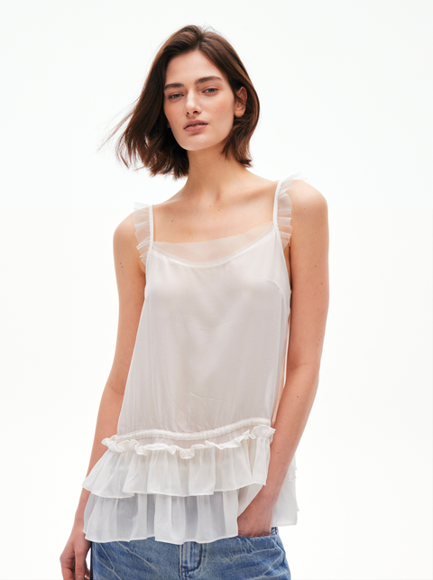 ROSE FOSSIL RUFFLED CAMISOLE