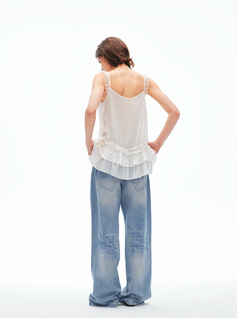 ROSE FOSSIL RUFFLED CAMISOLE