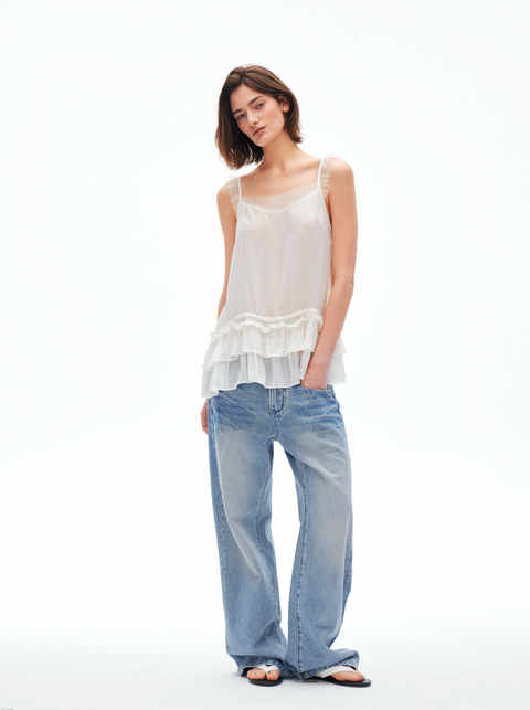ROSE FOSSIL RUFFLED CAMISOLE