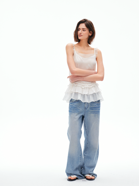 ROSE FOSSIL RUFFLED CAMISOLE