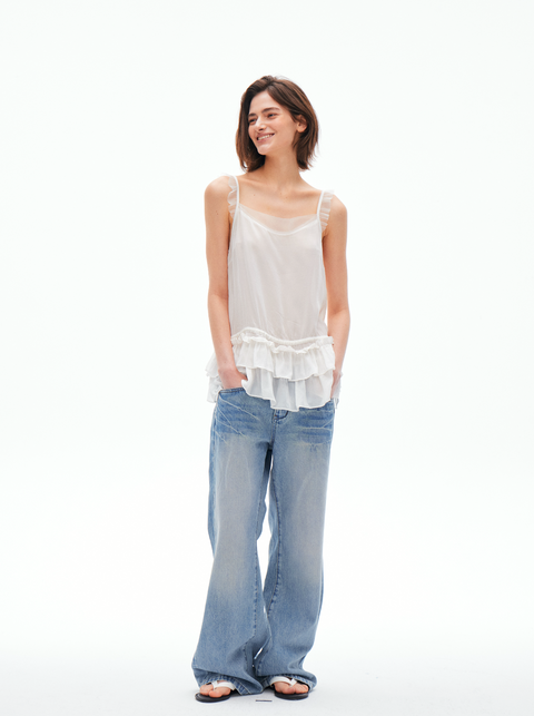 ROSE FOSSIL RUFFLED CAMISOLE