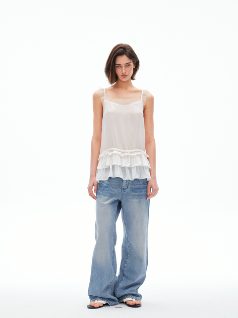 ROSE FOSSIL RUFFLED CAMISOLE