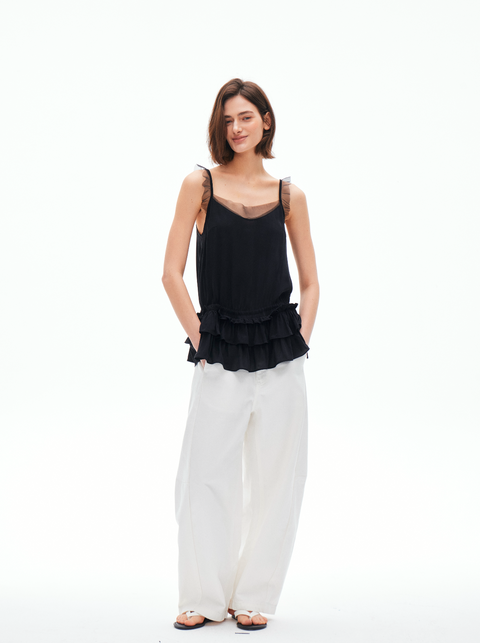 ROSE FOSSIL RUFFLED CAMISOLE