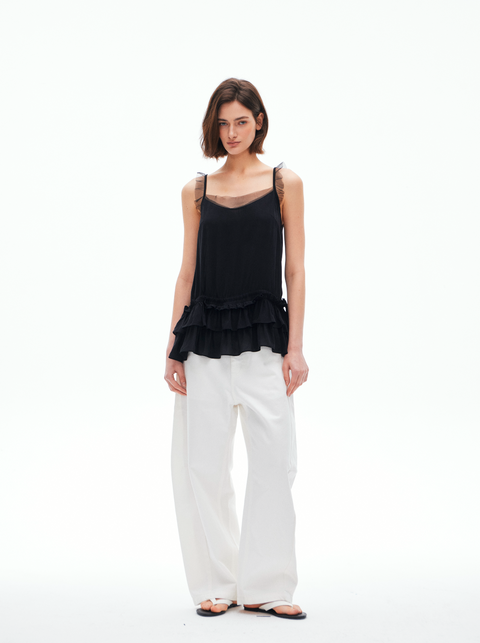 ROSE FOSSIL RUFFLED CAMISOLE