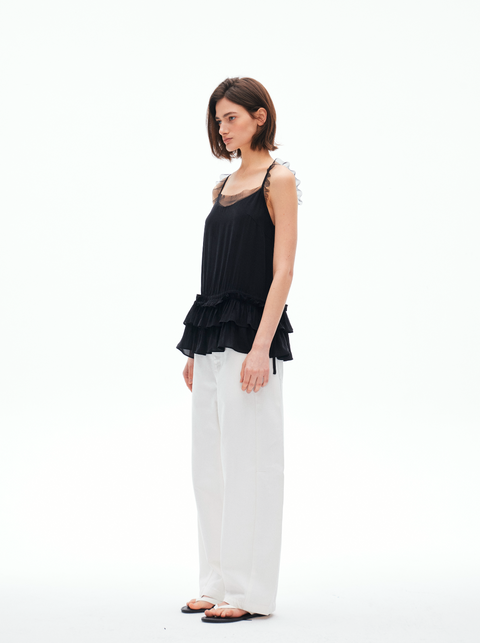 ROSE FOSSIL RUFFLED CAMISOLE