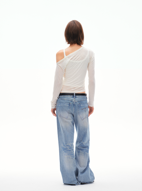 ROSE FOSSIL ONE SHOULDER T-SHIRT