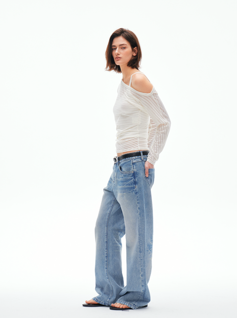 ROSE FOSSIL ONE SHOULDER T-SHIRT
