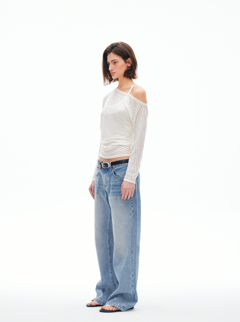 ROSE FOSSIL ONE SHOULDER T-SHIRT