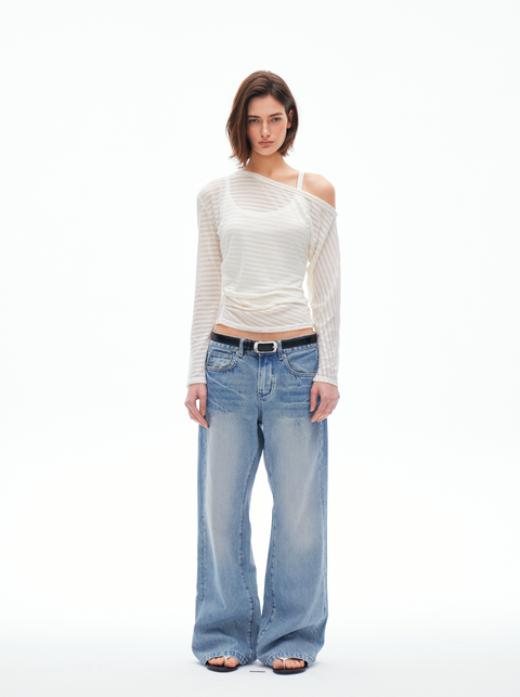 ROSE FOSSIL ONE SHOULDER T-SHIRT