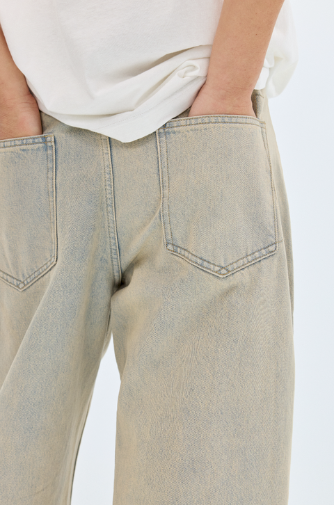 SIMPLE PROJECT KHAKI WASHED JEANS