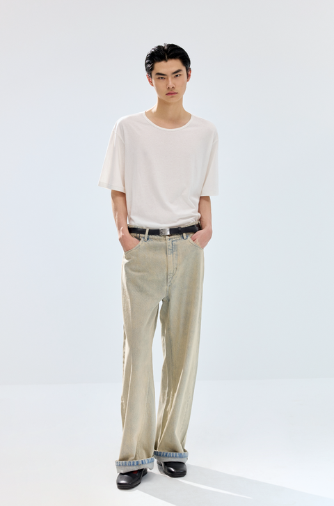 SIMPLE PROJECT KHAKI WASHED JEANS