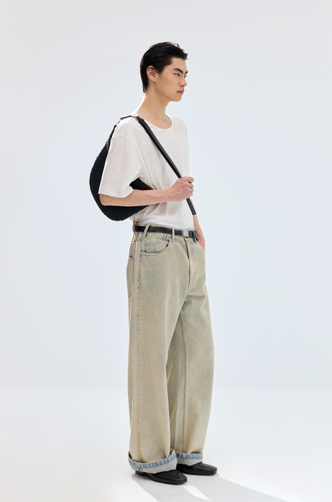 SIMPLE PROJECT KHAKI WASHED JEANS