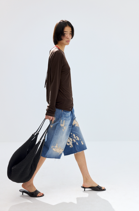 SIMPLE PROJECT PAINT SPLATTER DENIM SHORTS