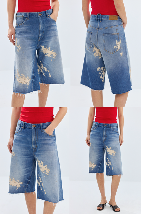 SIMPLE PROJECT PAINT SPLATTER DENIM SHORTS