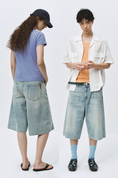 SIMPLE PROJECT LIGHT BLUE DENIM SHORTS
