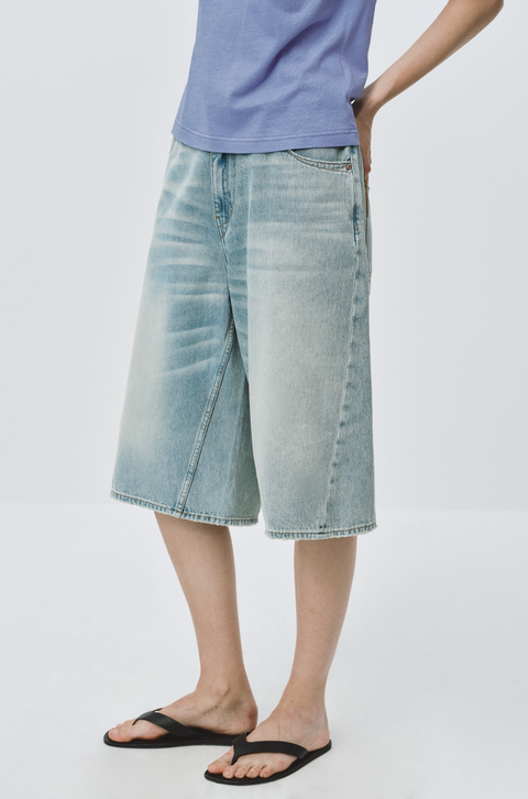 SIMPLE PROJECT LIGHT BLUE DENIM SHORTS