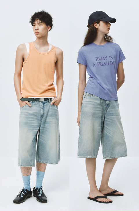 SIMPLE PROJECT LIGHT BLUE DENIM SHORTS