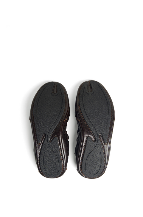 SIMPLE PROJECT BROWN BROGUE BALLET FLATS