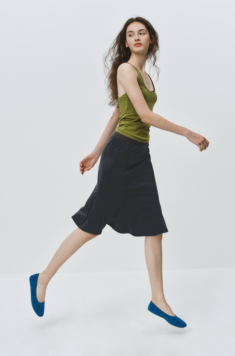 SIMPLE PROJECT BLUE BROGUE BALLET FLATS