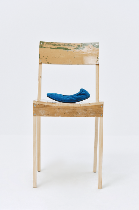 SIMPLE PROJECT BLUE BROGUE BALLET FLATS