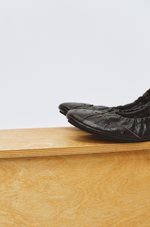 SIMPLE PROJECT BROWN BROGUE BALLET FLATS