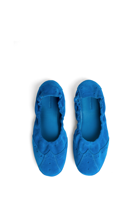 SIMPLE PROJECT BLUE BROGUE BALLET FLATS
