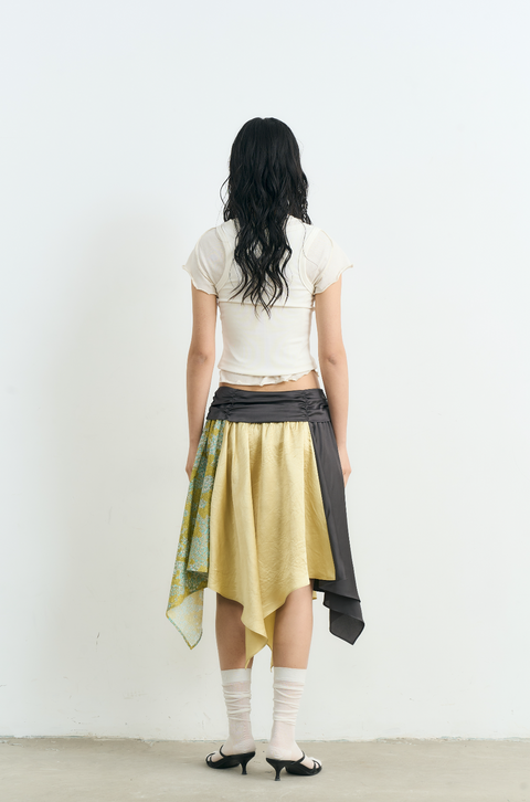 NULL NONE FLORAL PATCHWORK SKIRT