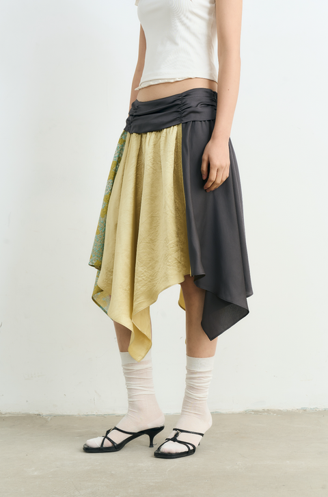 NULL NONE FLORAL PATCHWORK SKIRT