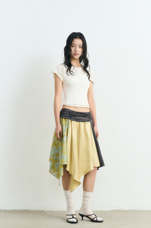 NULL NONE FLORAL PATCHWORK SKIRT