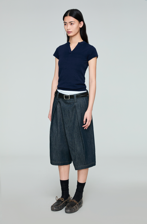 OPICLOTH ASYMMETRIC PLACKET DENIM PANTS