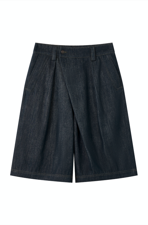 OPICLOTH ASYMMETRIC PLACKET DENIM PANTS