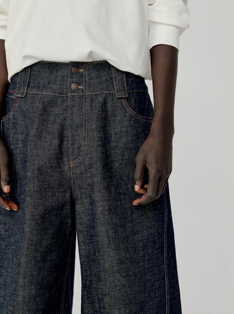 OPICLOTH RAW DENIM CROPPED JEANS